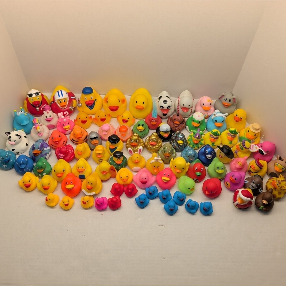 Lot Of 85+ Rubber Ducks Duckies Jeep Ducking Variety Holiday Sport Glitter Party